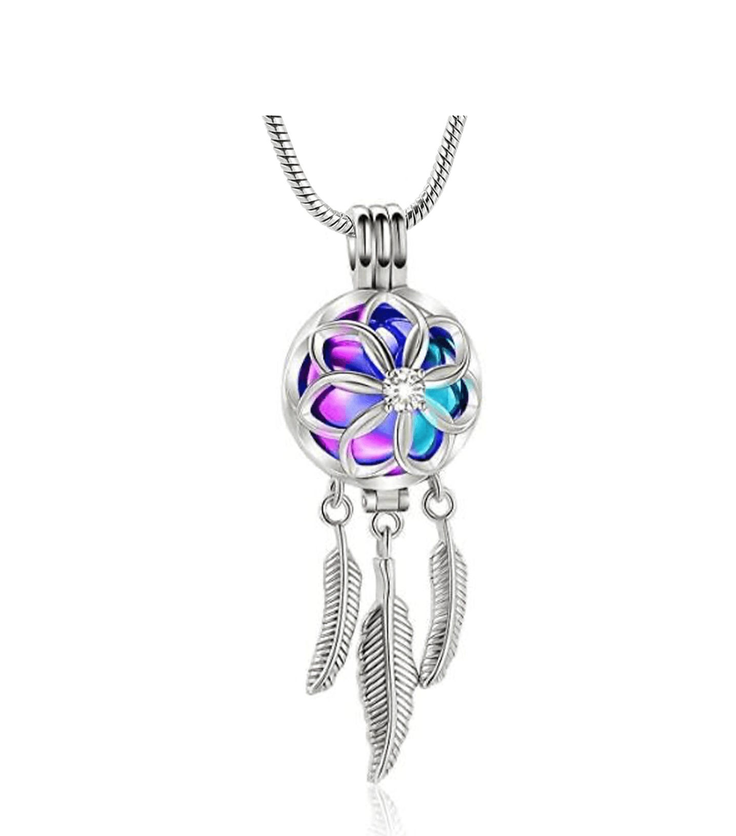 J-1516 Silver toned Dreamcatcher Locket – Rainbow