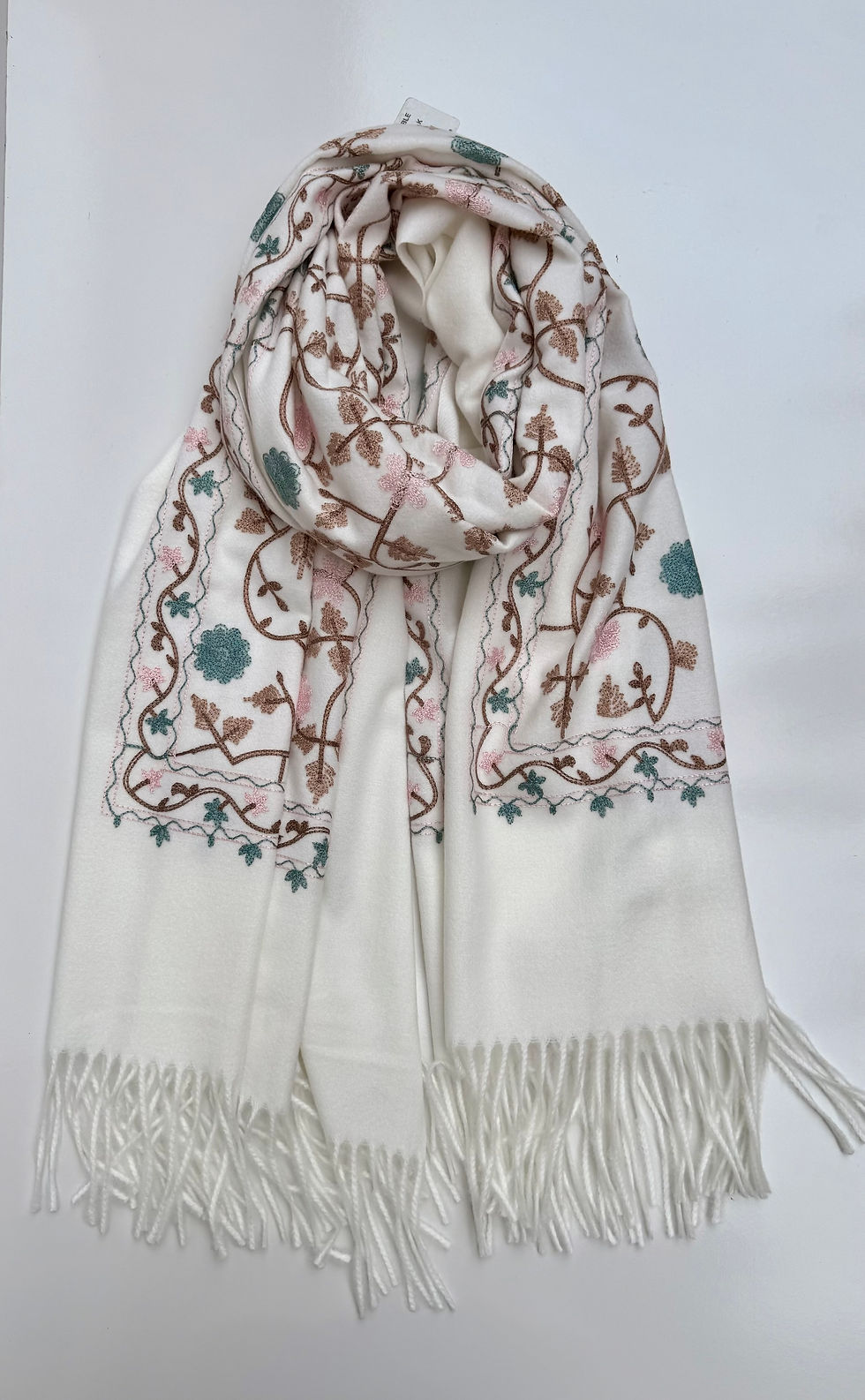 Thumbnail: Embroidered Cashmere Blend Scarf & Shawl