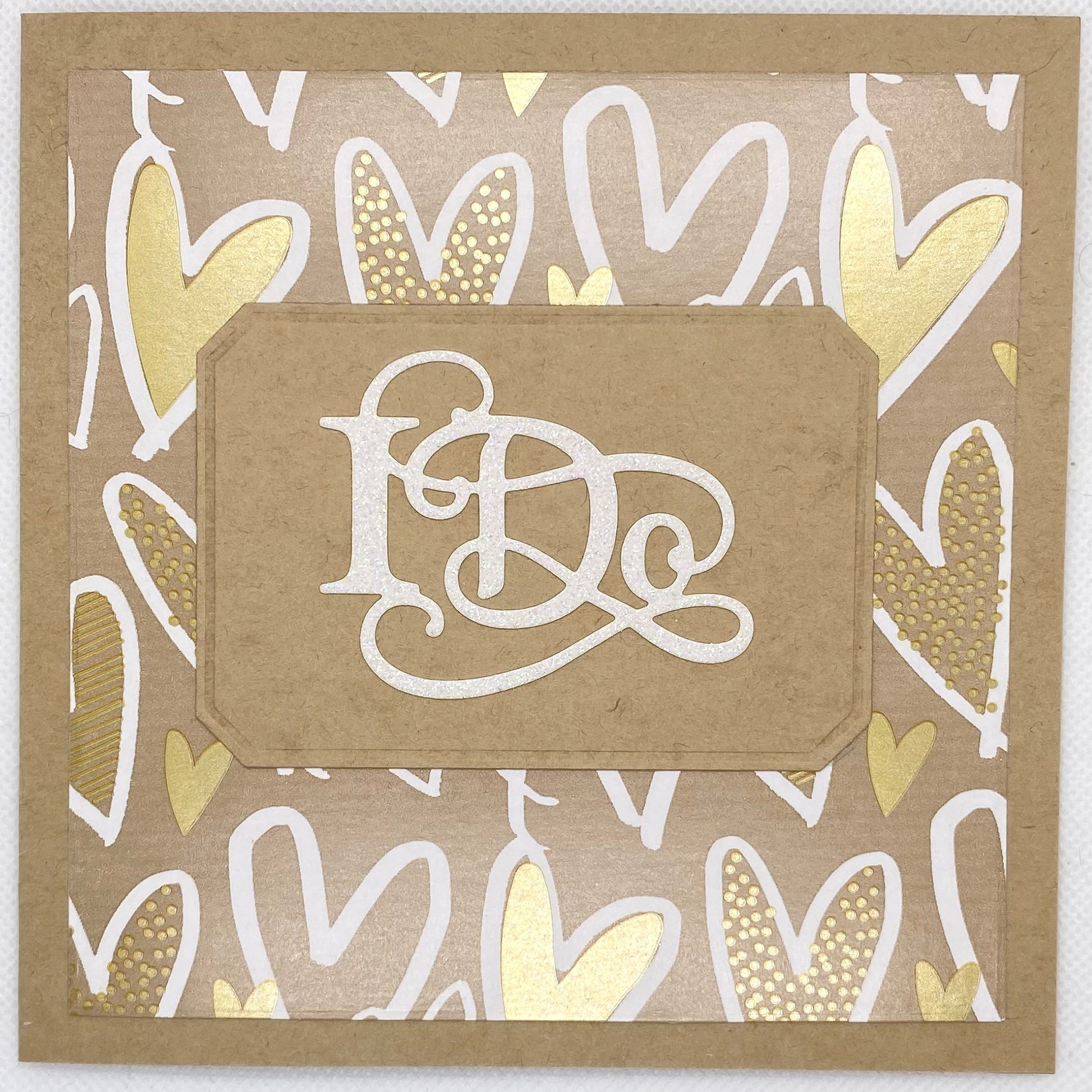 Brown & White Hearts "I DO" Wedding Card