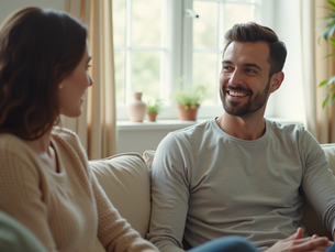 Un couple échangeant dans un cadre apaisant