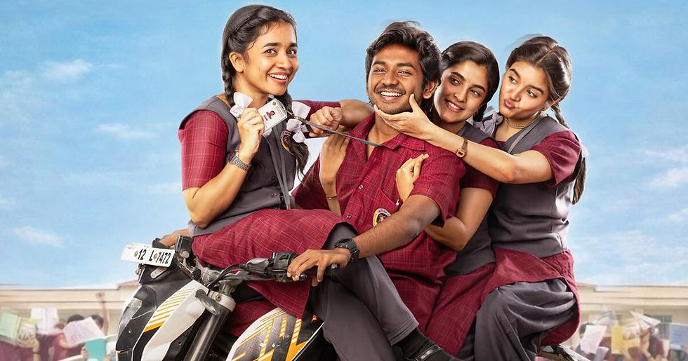one man and three women on a bike