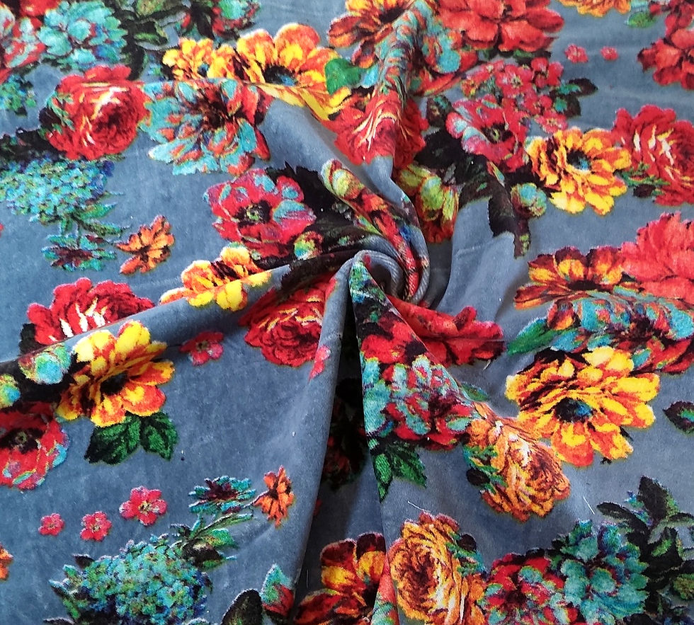 Miniatura: TESSUTO DI VELLUTO IN MISTO COTONE A FIORI  H 140 ART. 1273