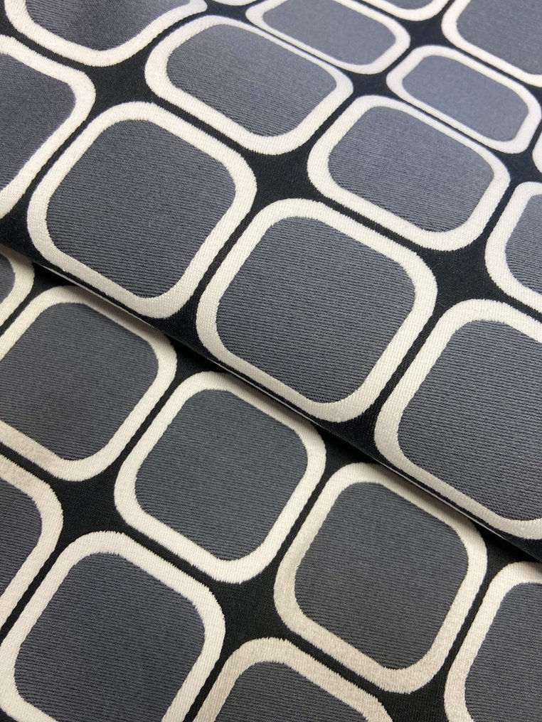 Miniatura: TESSUTO di DESIGN 100% COTONE IN FANTASIA OPTICAL DOUBLE FACE ANTRACITE -M1019