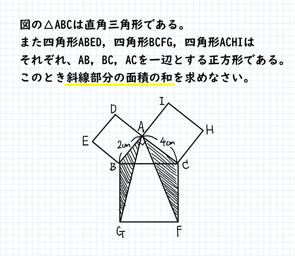 中学受験算数 オリジナル問題 No 17 等積変形と合同利用の求積問題