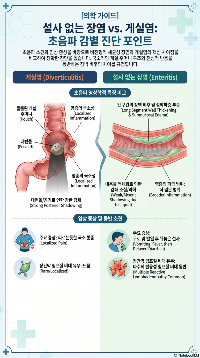 설사 없는 장염과 게실염의 초음파 소견 차이점 - 동대문구 답십리, 전농동, 우리안애 우리안愛 내과