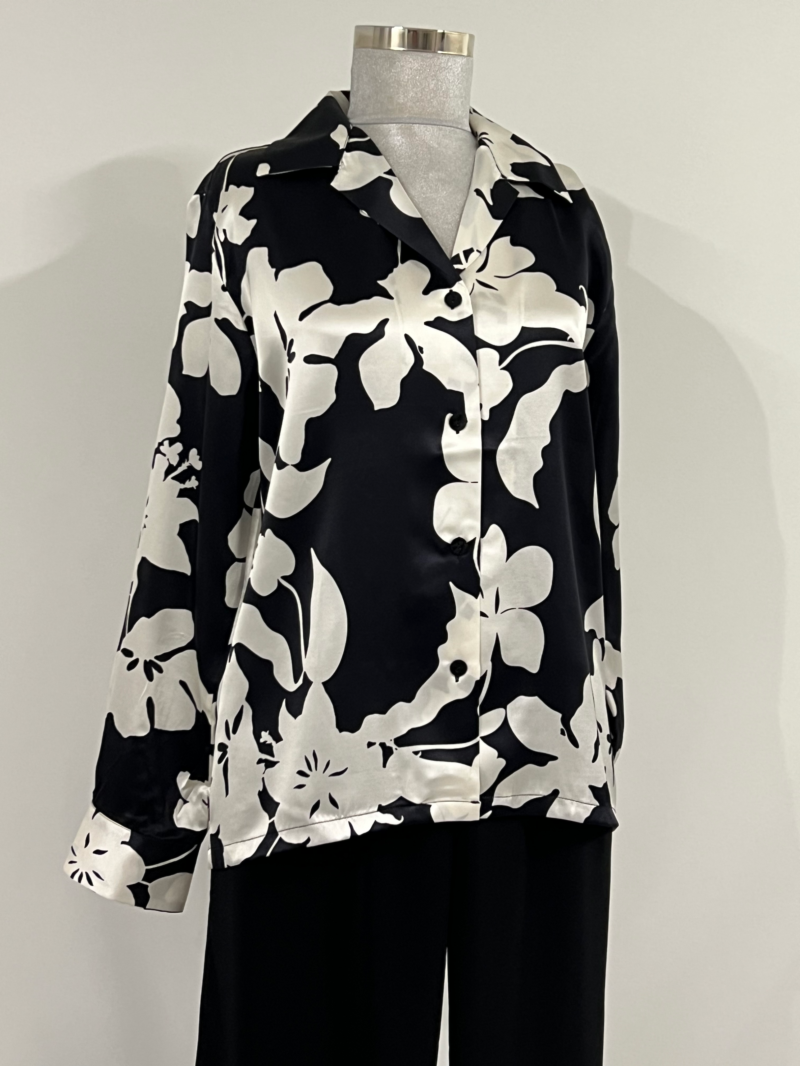 TROPEA Shirt in Silk - Black&White