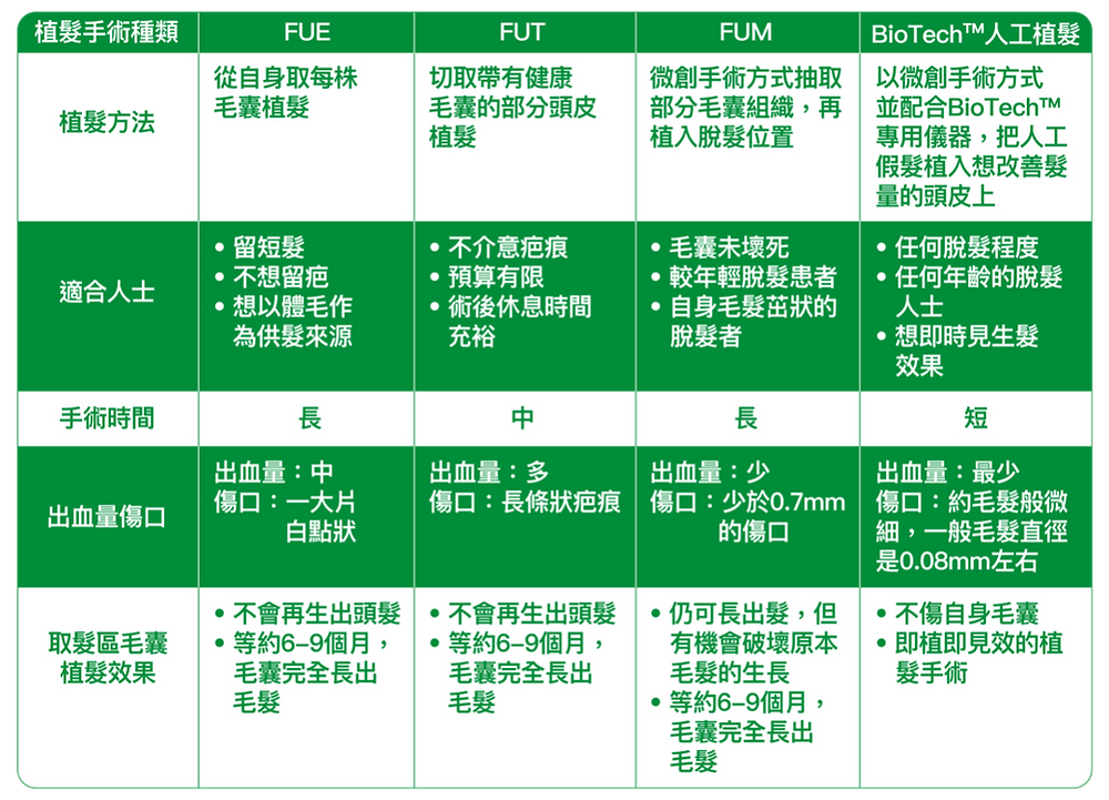 植髮類型
