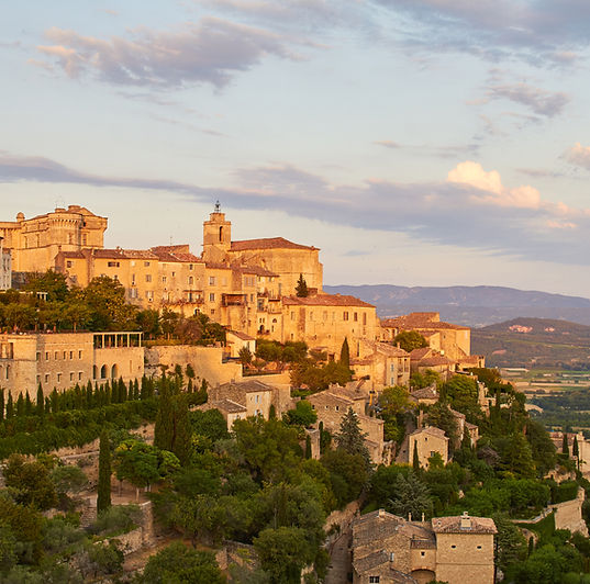 Luberon Valley and Gordes at the sunset Beautiful scenic view of Gordes, a idyllic hilltop