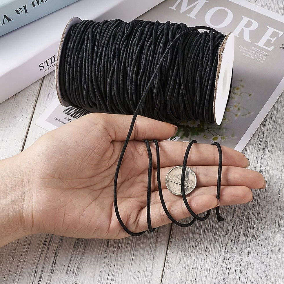 Thumbnail: Black Elastic Cord Strap 2mm (Pack of 1)