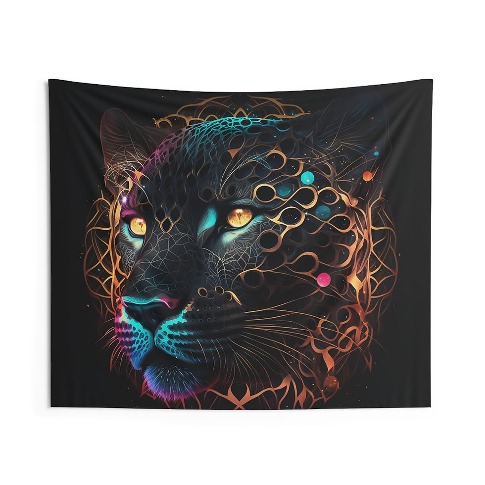 Panther Krafttier Wandbehang mit Darstellung eines schwarzen Panthers als Symbol für innere Stärke.