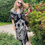 Miniature : Robe “Palazzo” noir & écru – 100% coton