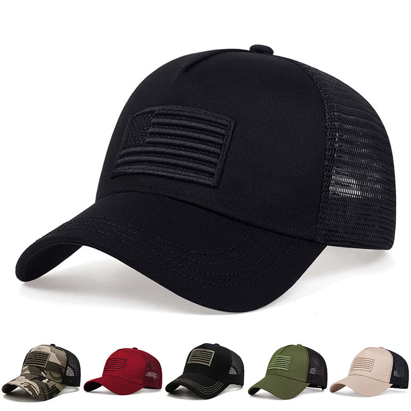 Fashion American Flag Embroidery Baseball Net Caps Spring and Summer Outdoor Adj