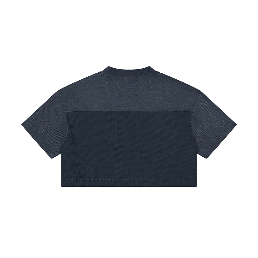 Thumbnail: TEKNOPHORIA Cropped Paneled V-Neck Top - Blue Grey