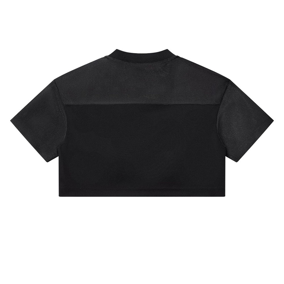Thumbnail: TEKNOPHORIA Cropped Paneled V-Neck Jersey- Black