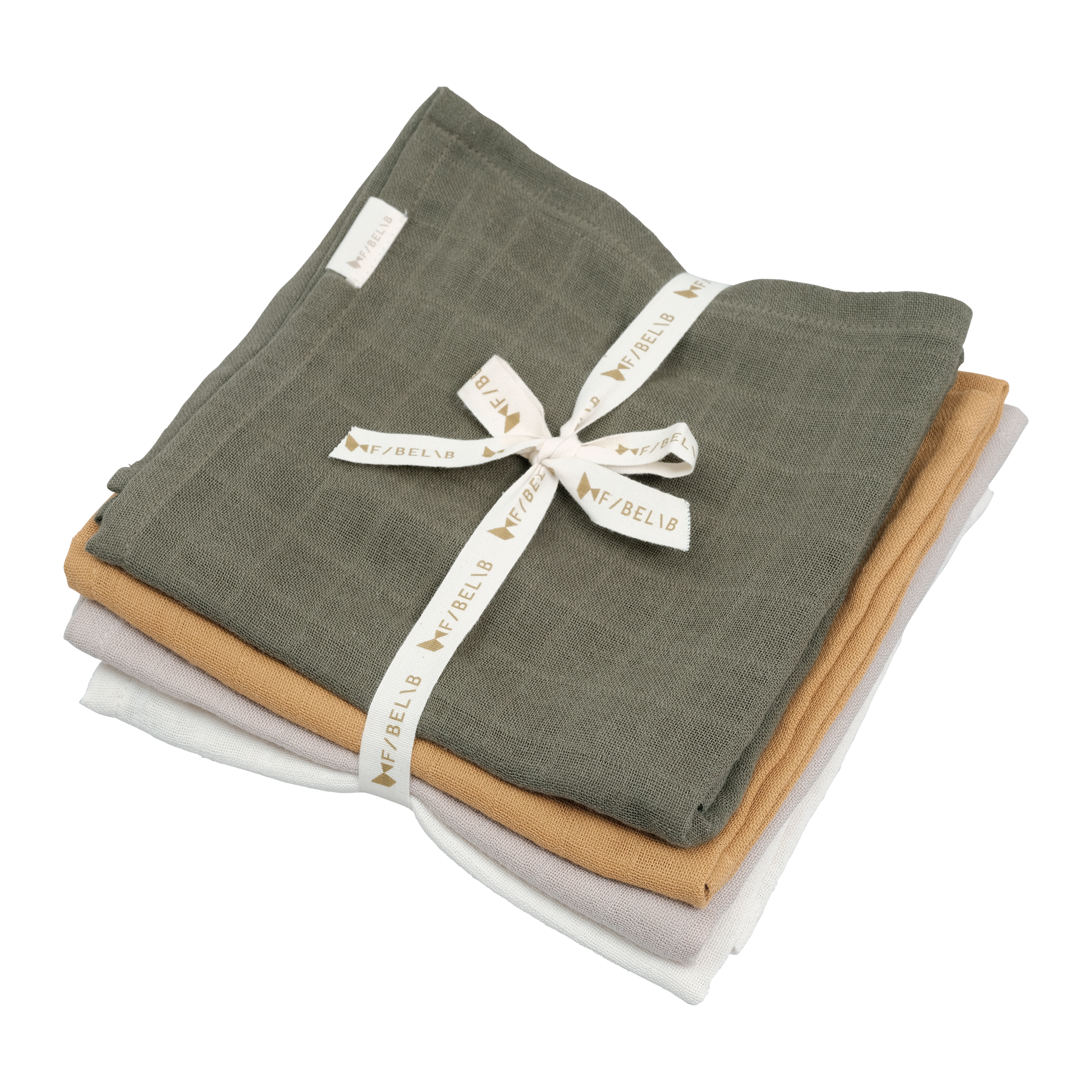 FABELAB mušelínová plienka z organickej bavlny olivová záhrada - 4 balenie