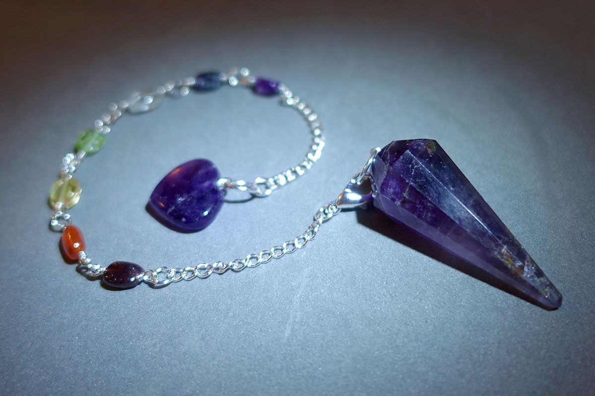 紫晶(錐形)七輪靈擺/手鍊