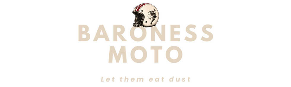 Baroness Moto logo with motorcycle parts and accessories.