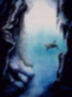 Caverna Diablo I – Mysterious Dolphin Cave Art – Surreal Watercolor