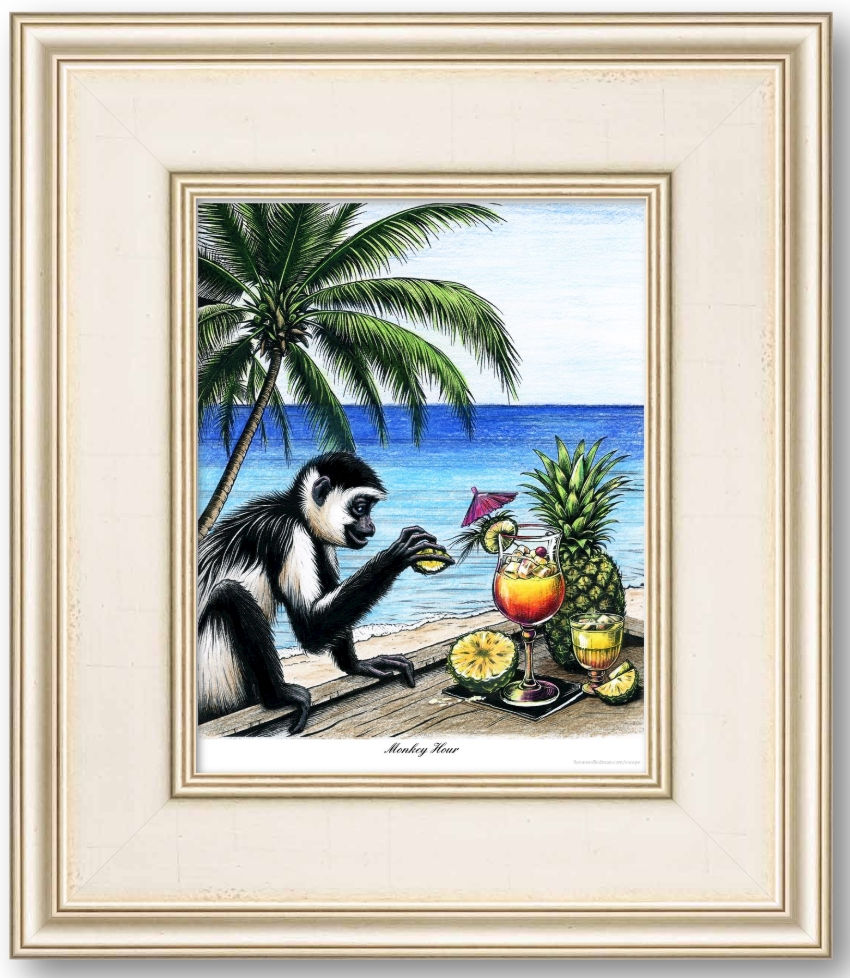 Thumbnail: Example of Monkey Hour - custom framed (NFS)
