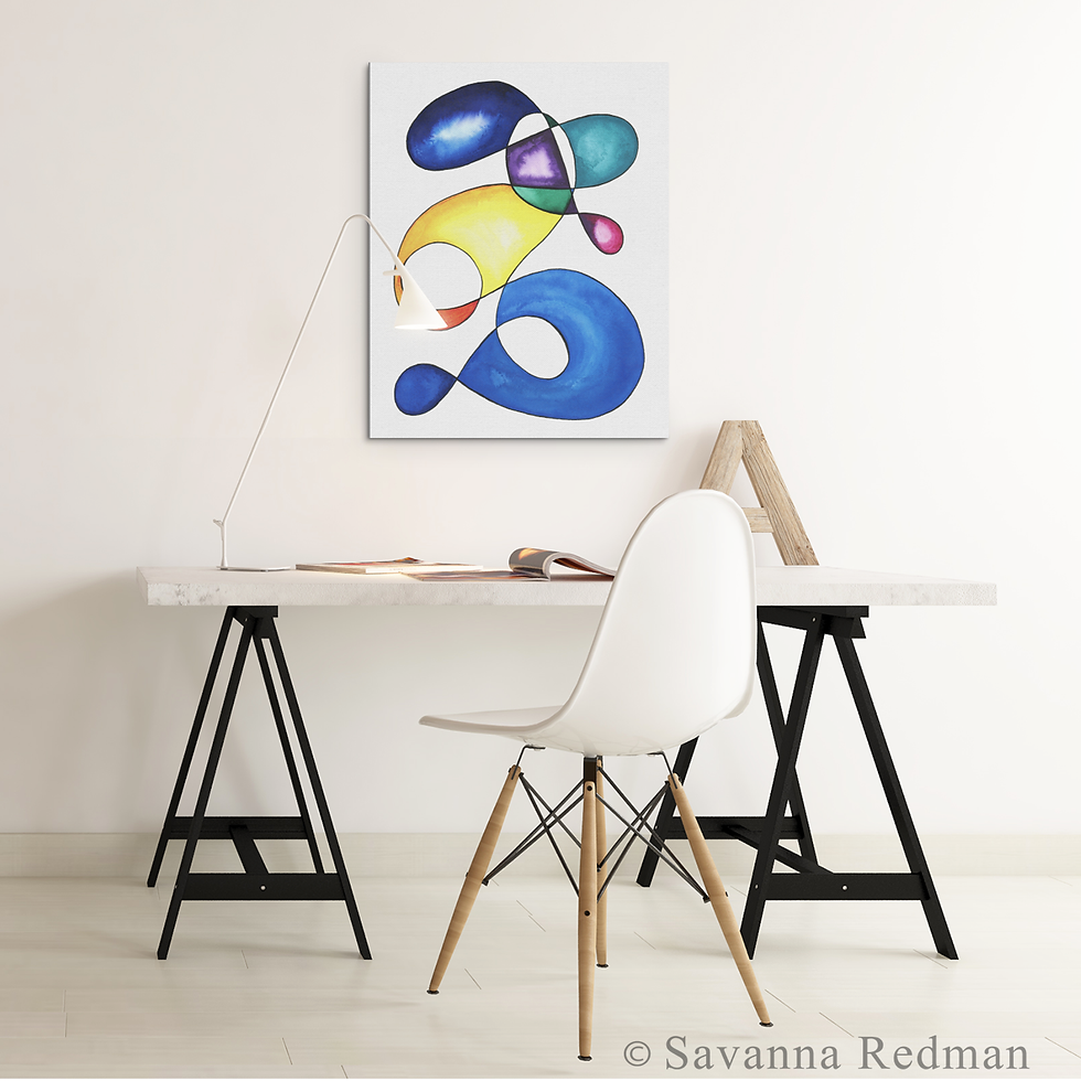 Thumbnail: Framed Example: Colorful, Organic, Abstract 'Watercolor and Ink Abstract #005'
