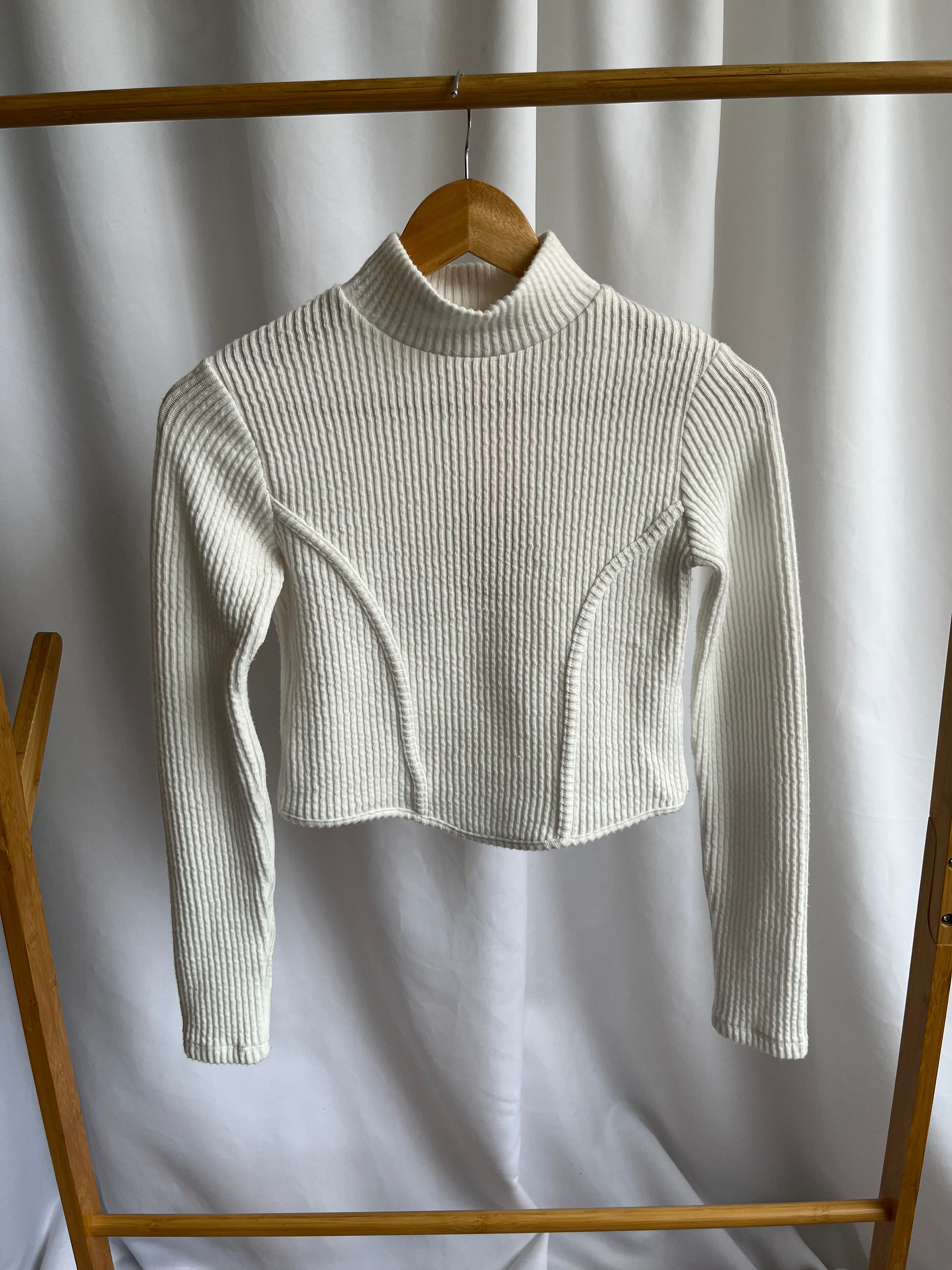 Crop top tejido rib blanco