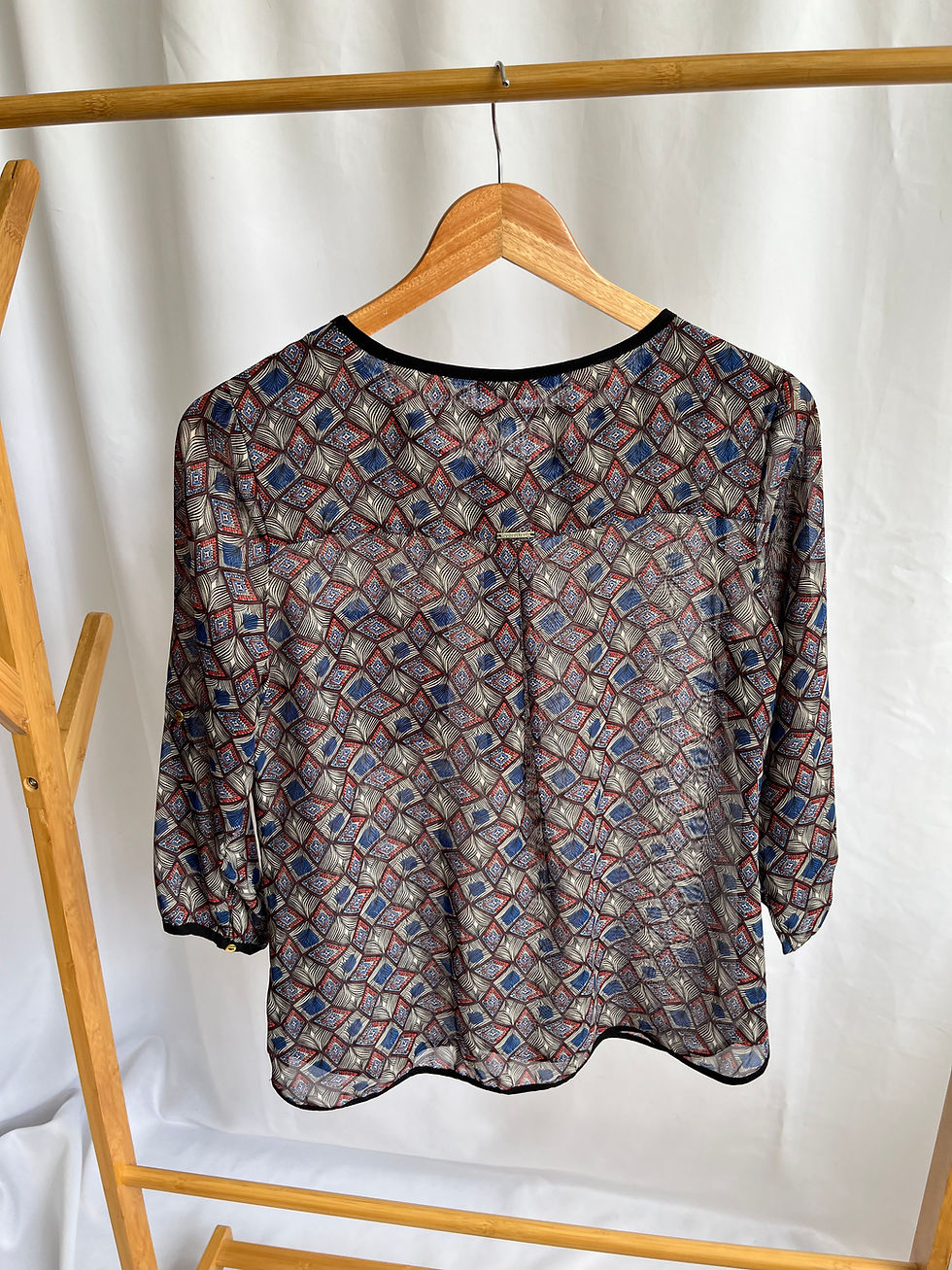 Miniatura: Blusa chifón patrones gris-rojo-azul