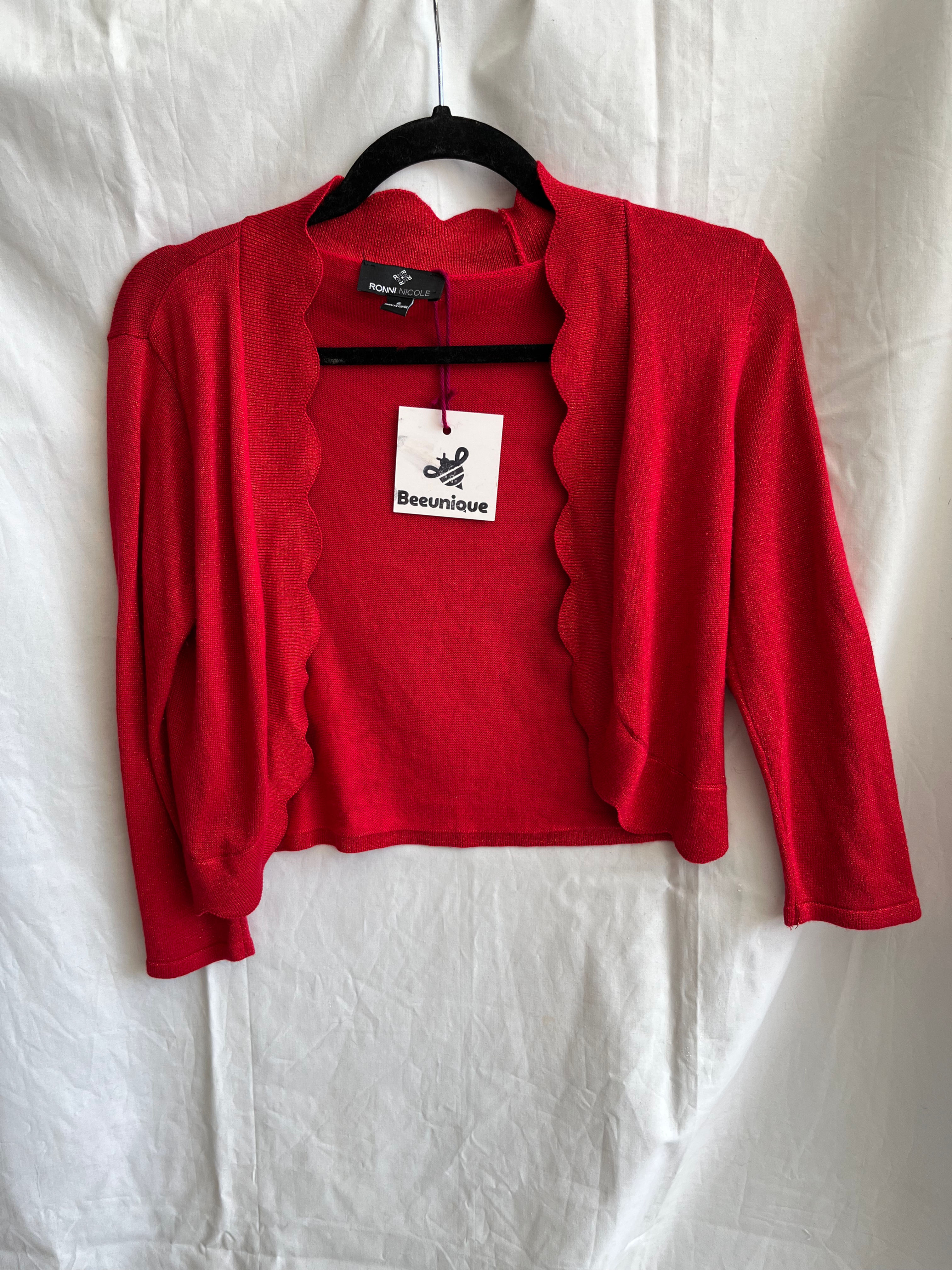 Cardigan tejido lurex rojo