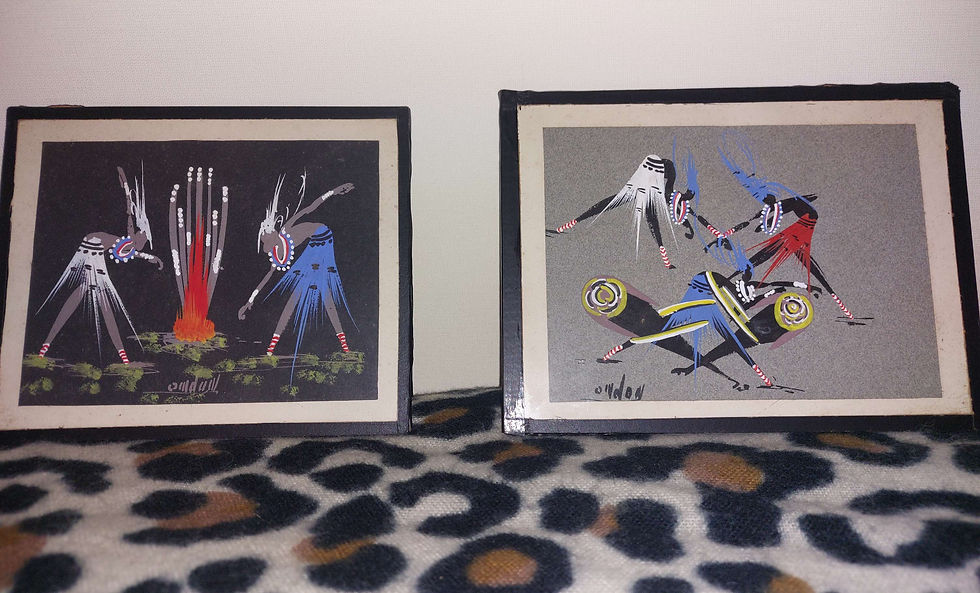 2 Cadres dessin art contemporain Congolais années 50