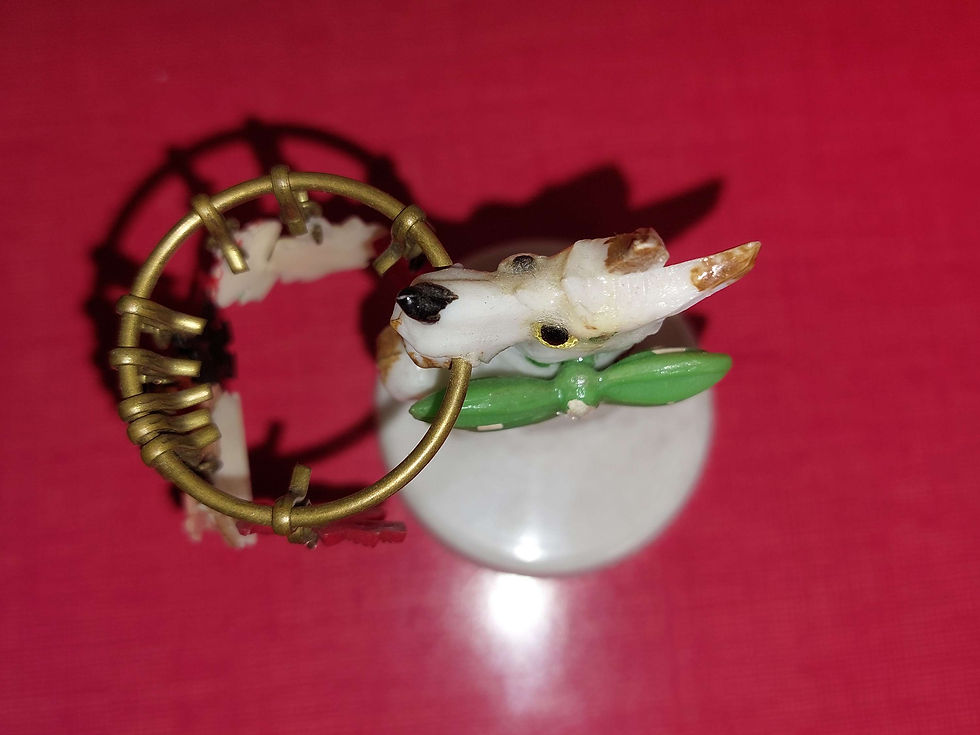 Miniature : Charmes, marqueur de verre, support Fox Terrier 