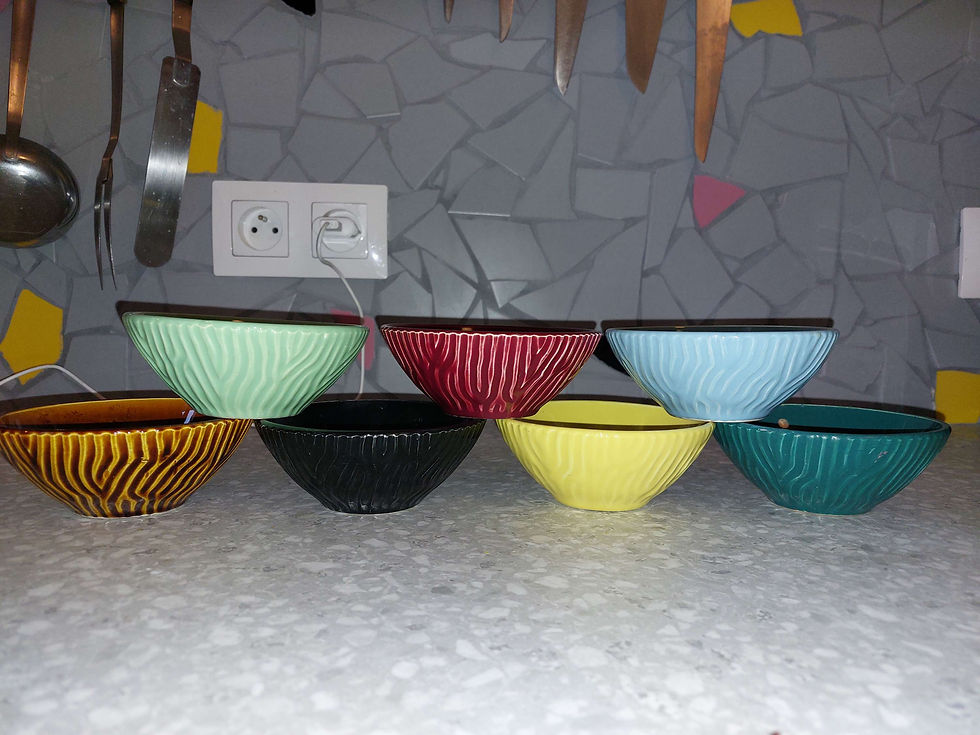 Lot 7 coupelles 7 couleurs en céramique vintage