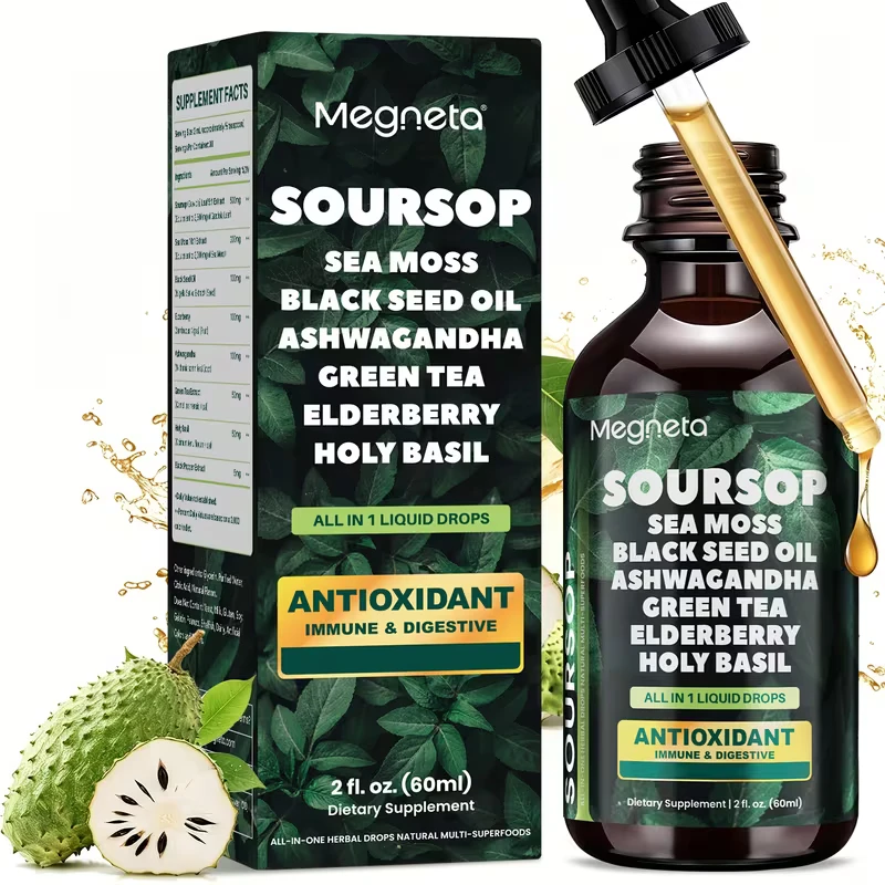 Soursop, Sea moss, Black Seed Oil, Ashwagandha, Green Tea, Elderberry, Holy Basi