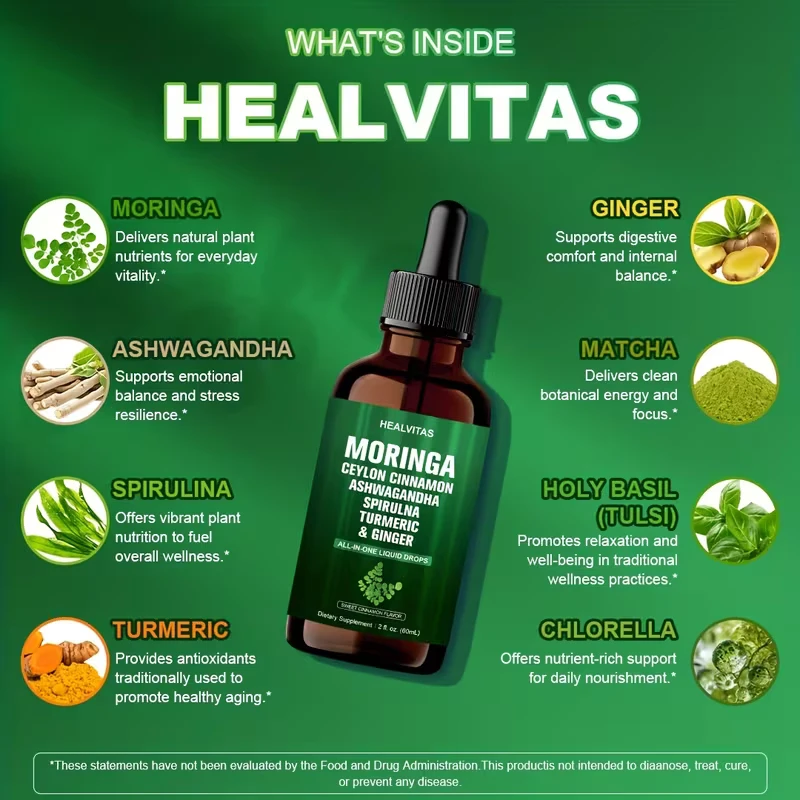 MORINGA CEYLON CINNAMON ASHWAGANDHA SPIRULINA TURMERIC GINGER