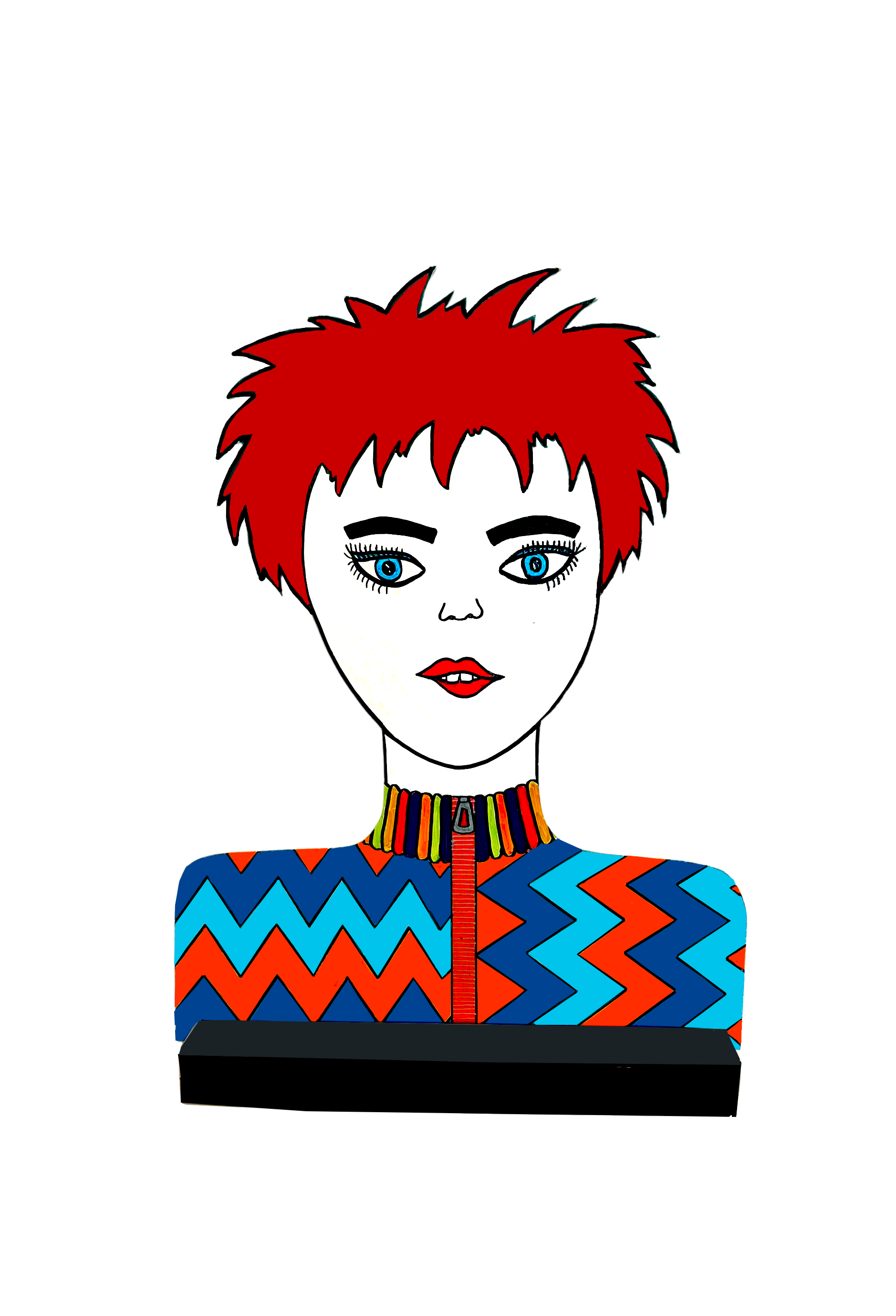 Red Head Wooden Ply Display Female Heads