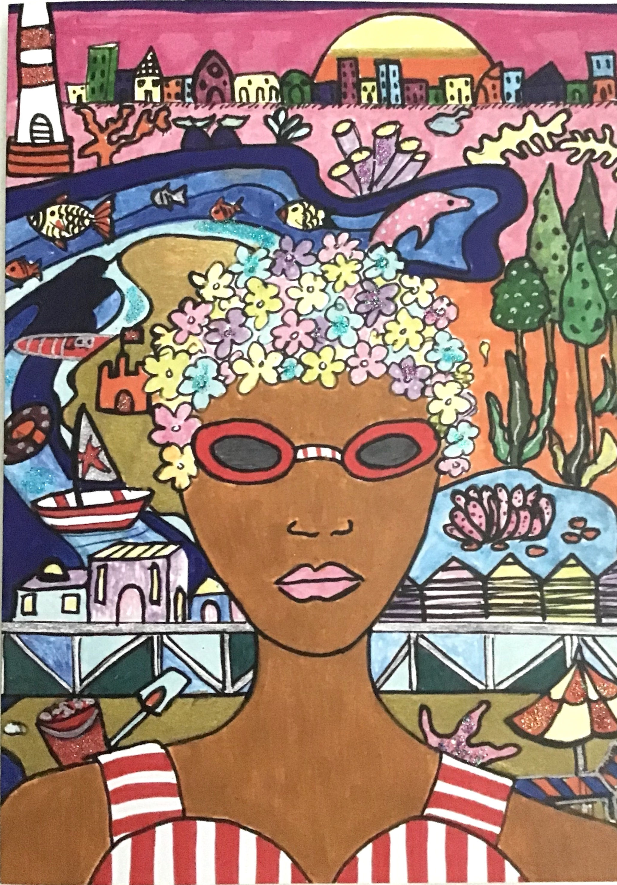 Bather A5 Greetings Card