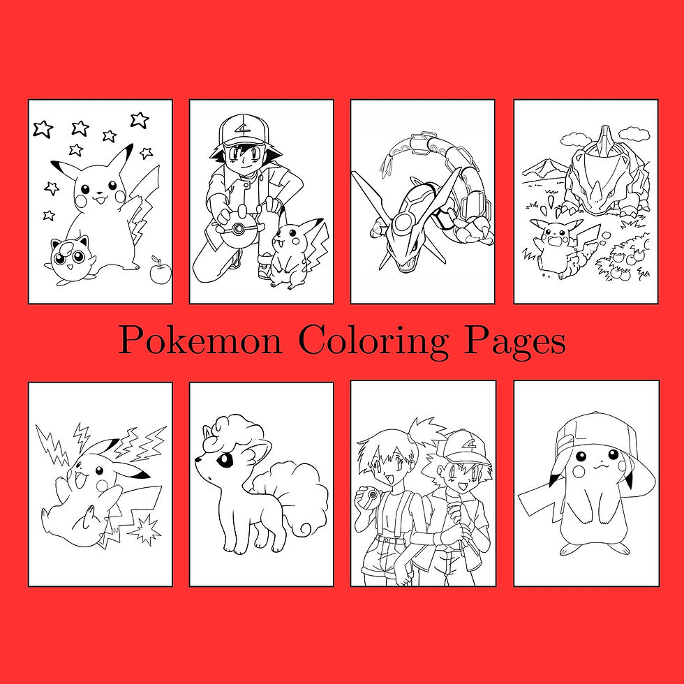 Pokemon themed coloring pages for kids and fans