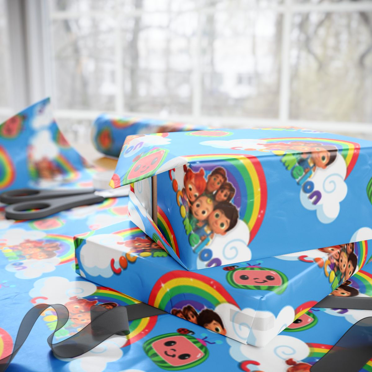 Bright and cheerful Cocomelon wrapping paper roll