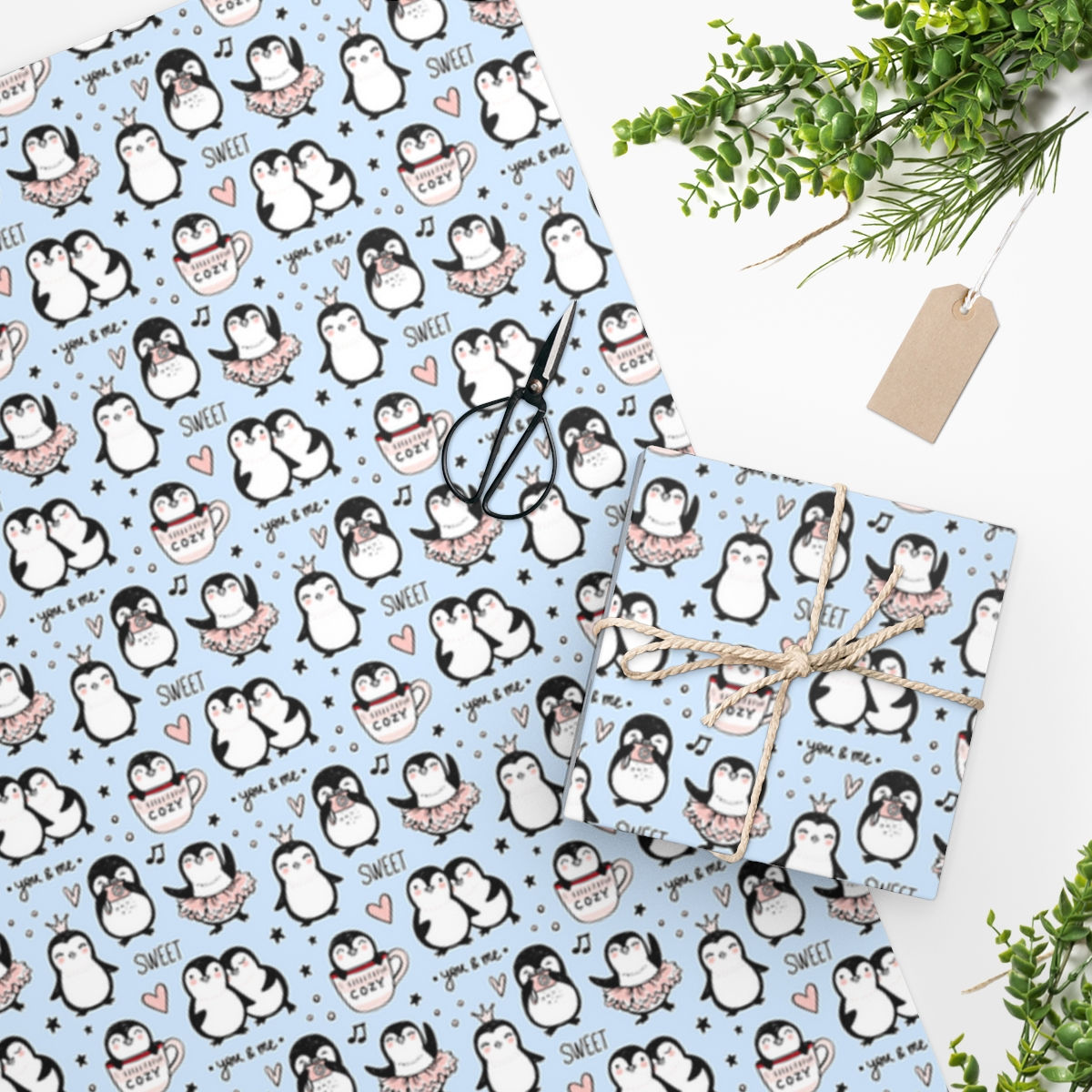 penguin wrapping paper