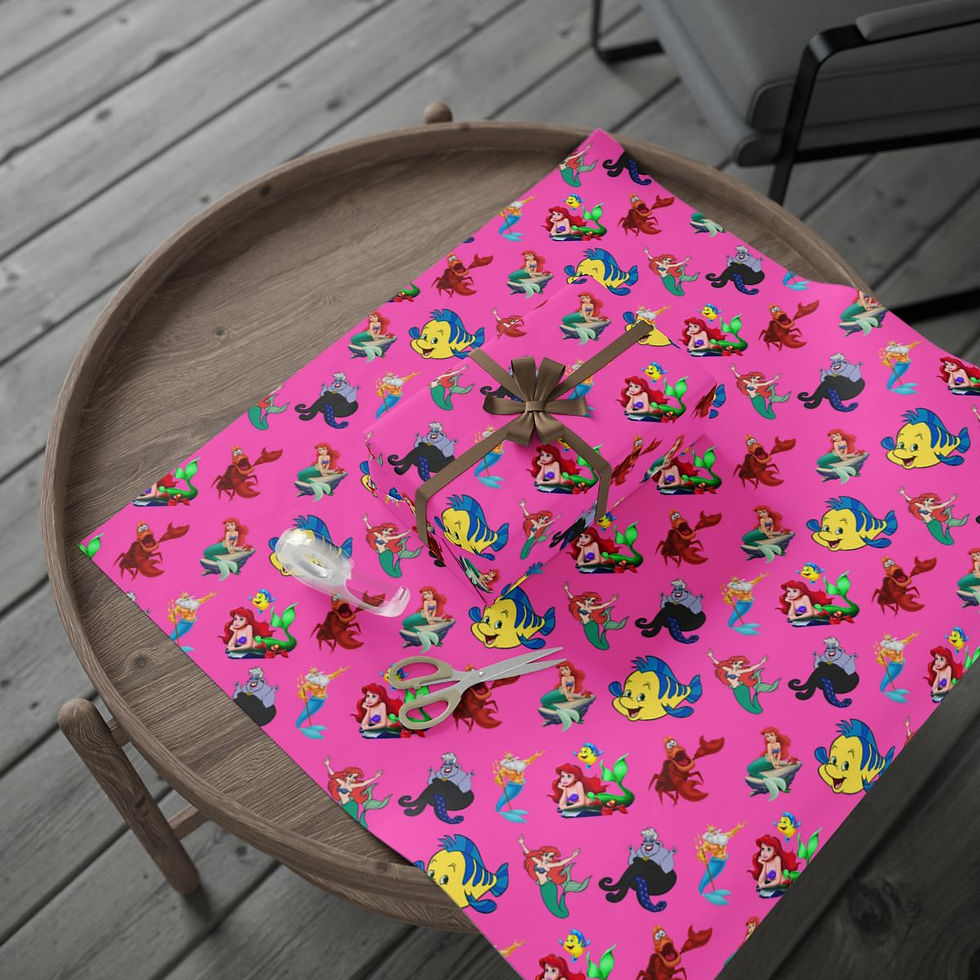 Thumbnail: Mermaid gift wrap with sparkles, stars, and friendly sea animals