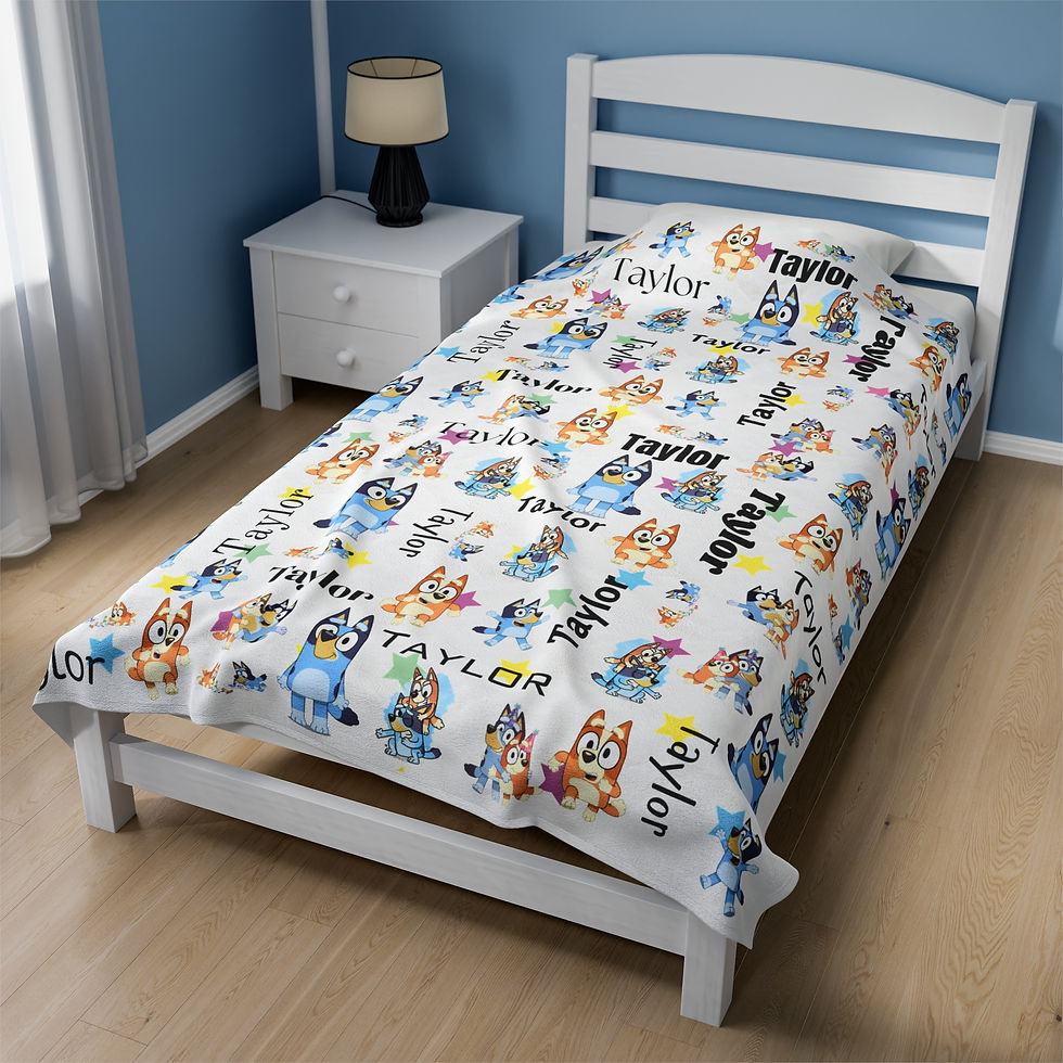 Personalized Bluey plush blanket for kids