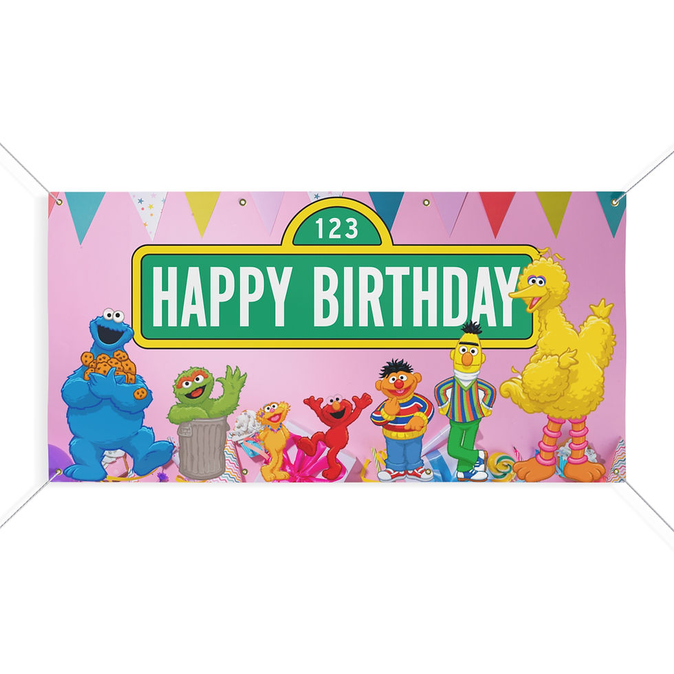 Sesame Street themed birthday backdrop banner for kids parties