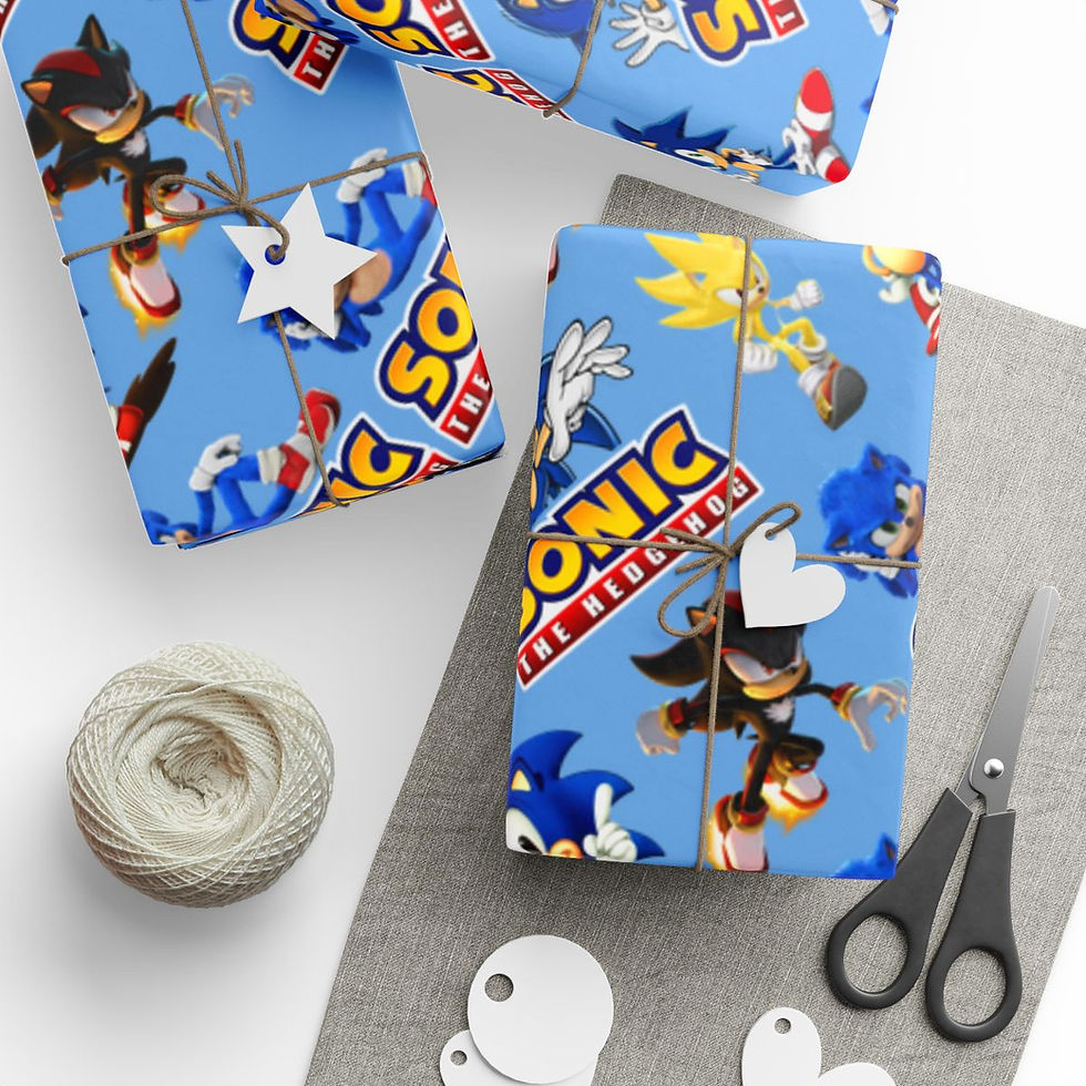 Sonic the Hedgehog themed wrapping paper for kids’ gifts