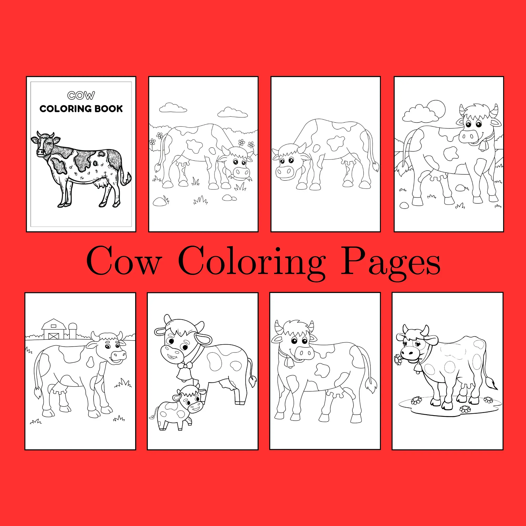 Printable cow coloring pages for kids and toddlers