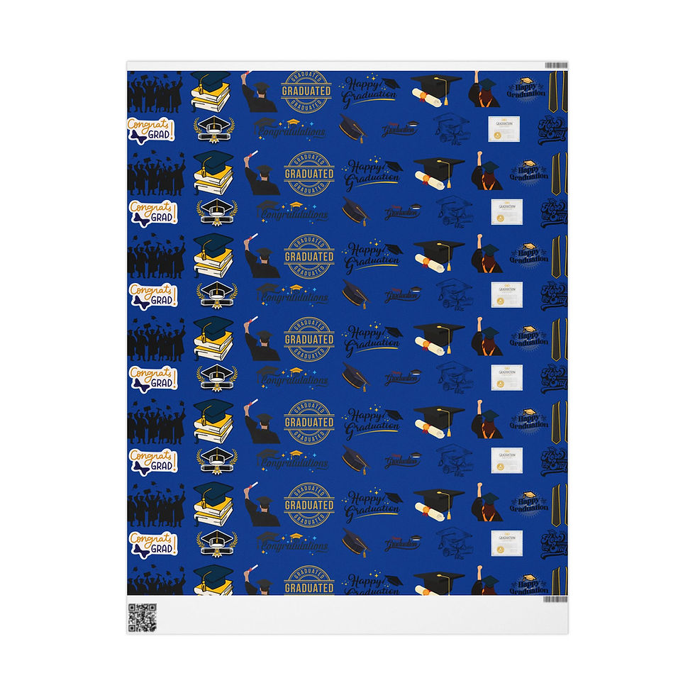 Thumbnail: White Graduation Wrapping Paper with gold and black icons