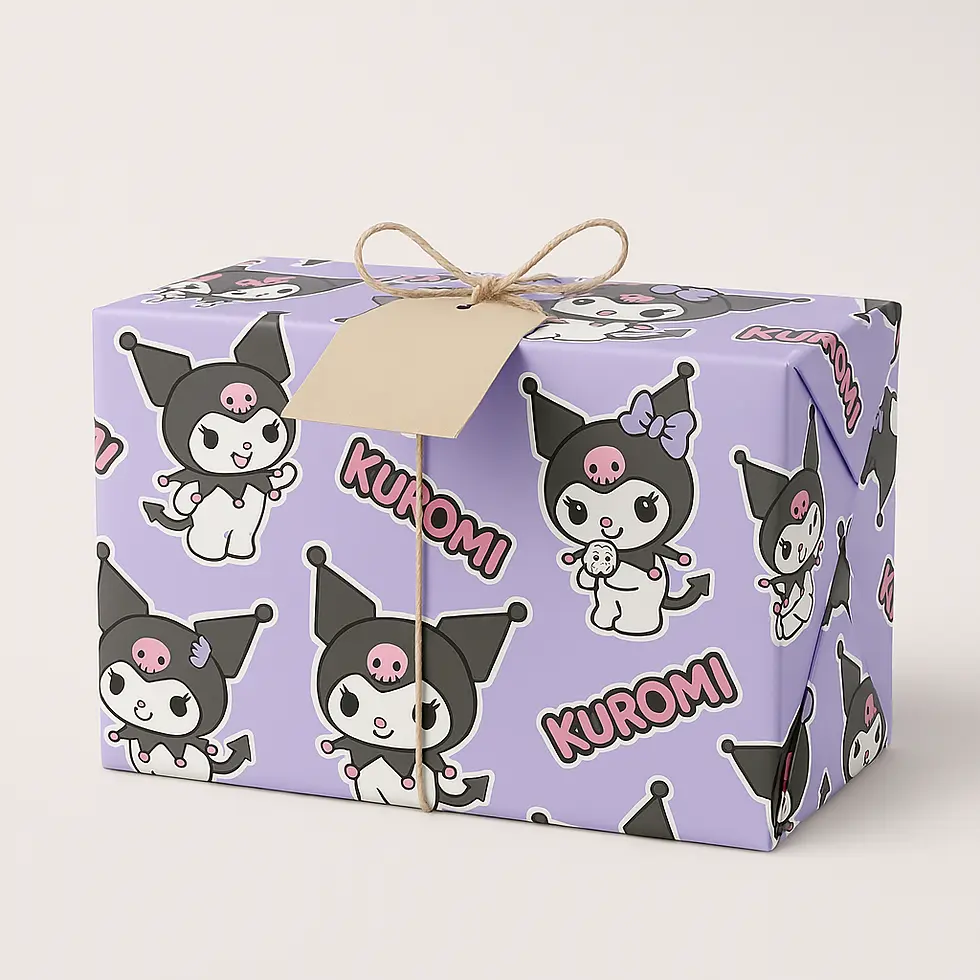 Kuromi birthday wrapping paper for girls with cute Sanrio character design