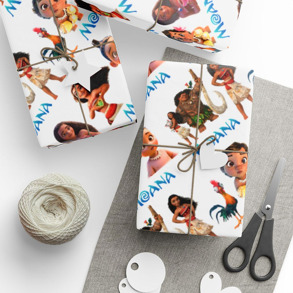 Moana themed wrapping paper for kids’ birthday gifts