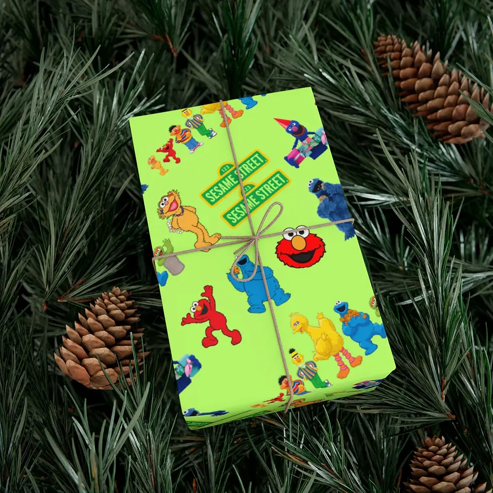 Thumbnail: Printable Sesame Street wrapping paper for birthday presents