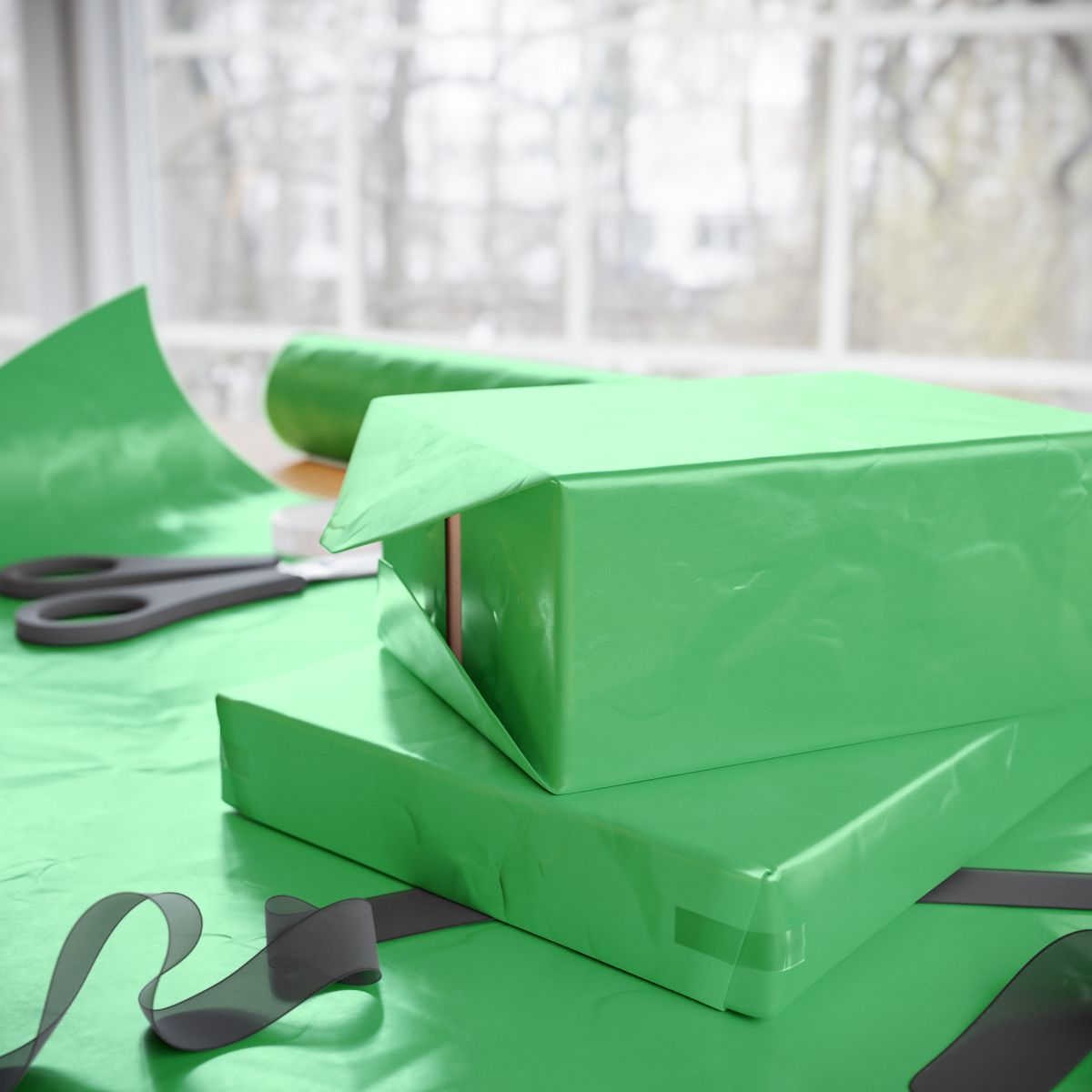 emerald green wrapping paper