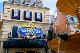 Outside view of Remy's Ratatouille Ride at Epcot during the day