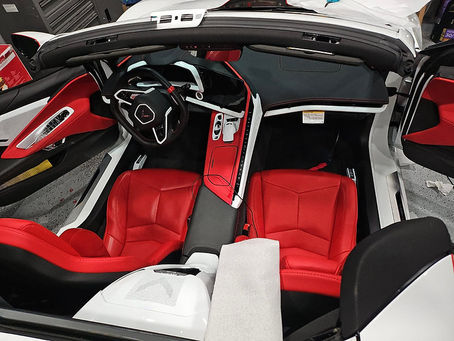 interior trim details of a C8 Corvette