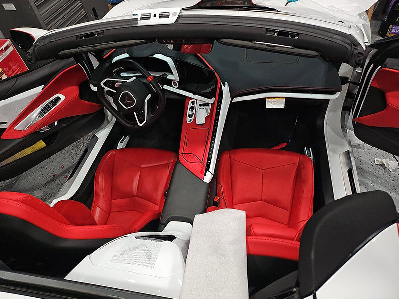 Cockpit interior of a C8 Corvette